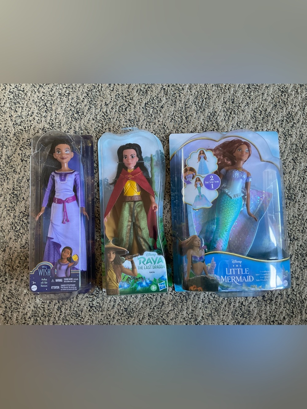 Disney Raya & the Last Dragon, Asha from WISH, Ariel The Little Mermaid Barbies